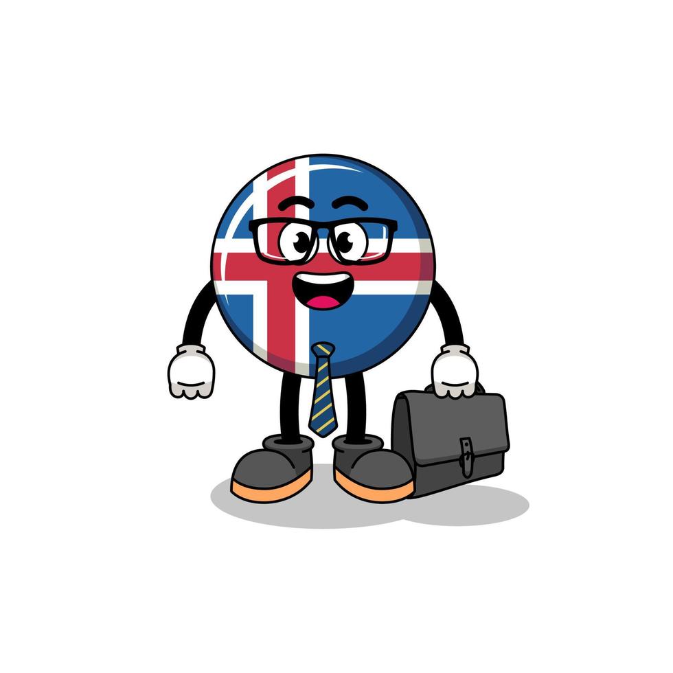 mascota de la bandera de islandia como hombre de negocios vector