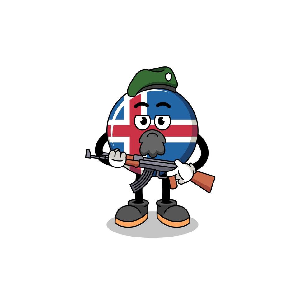 caricatura de personaje de la bandera de islandia como fuerza especial vector