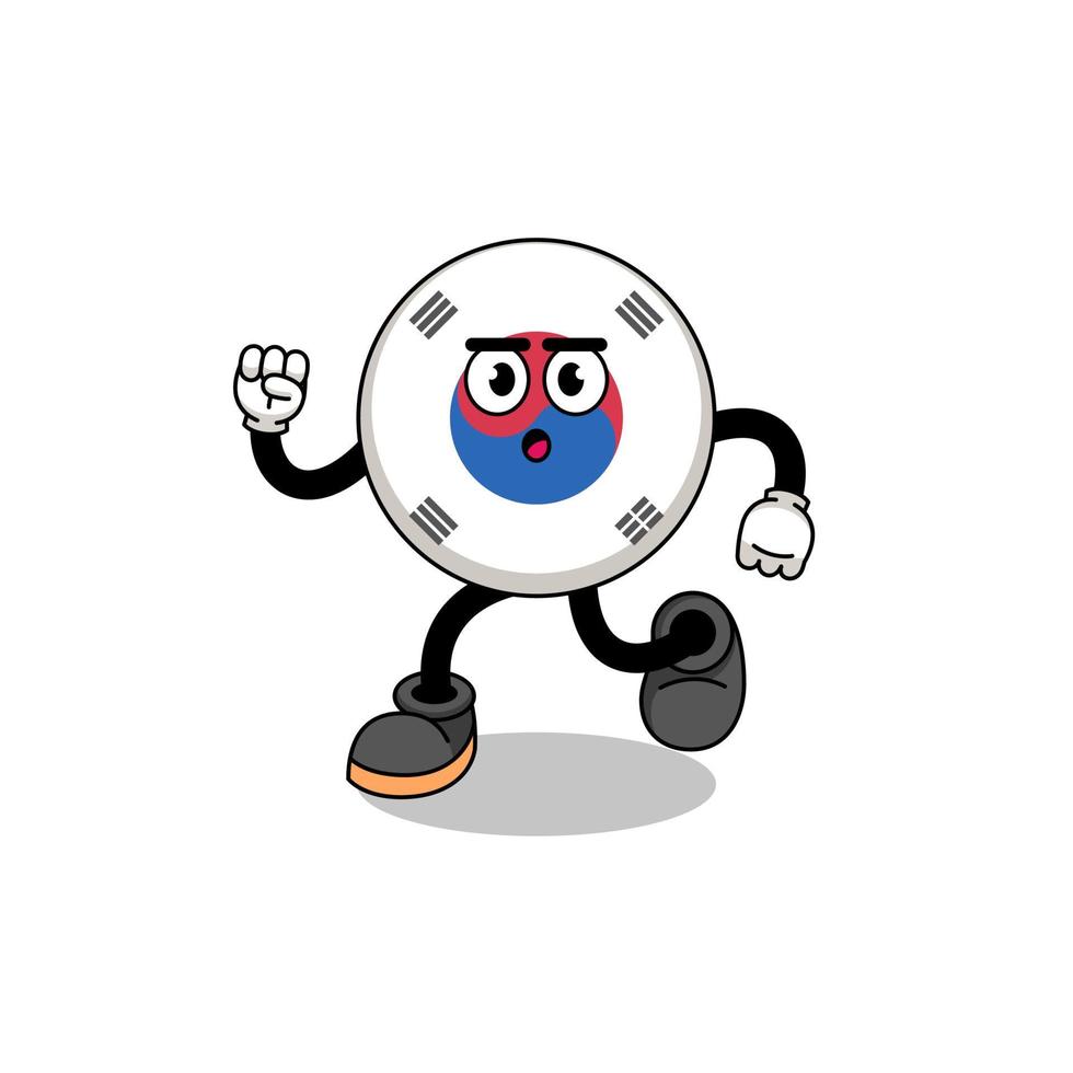 running south korea flag mascot illustration vector