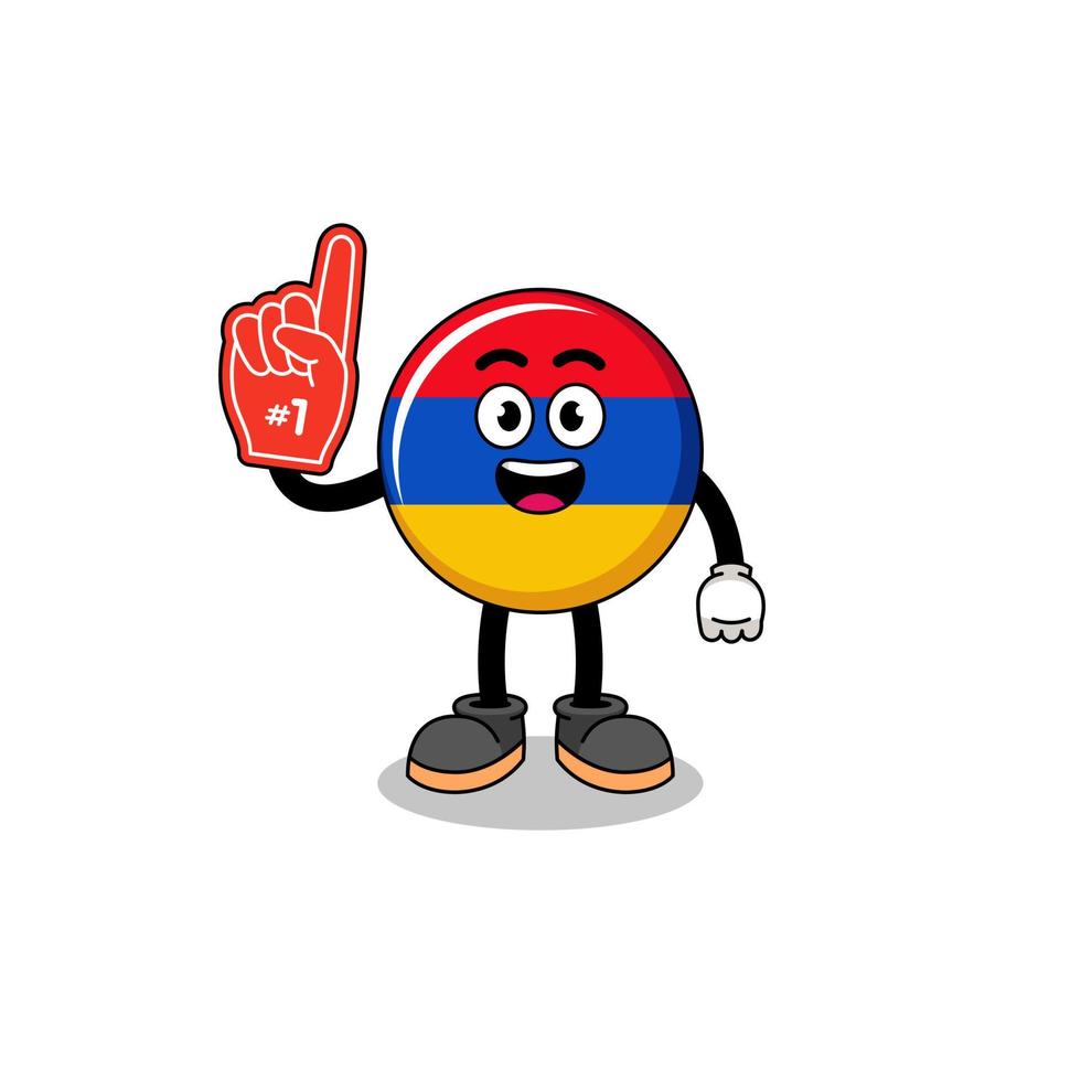 Cartoon mascot of armenia flag number 1 fans vector