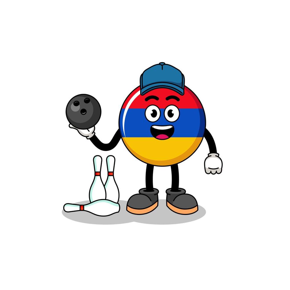 Mascot of armenia flag as a bowling player vector