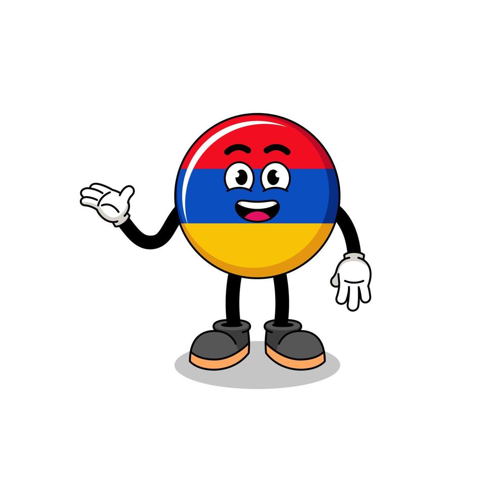 armenia flag cartoon with welcome pose vector