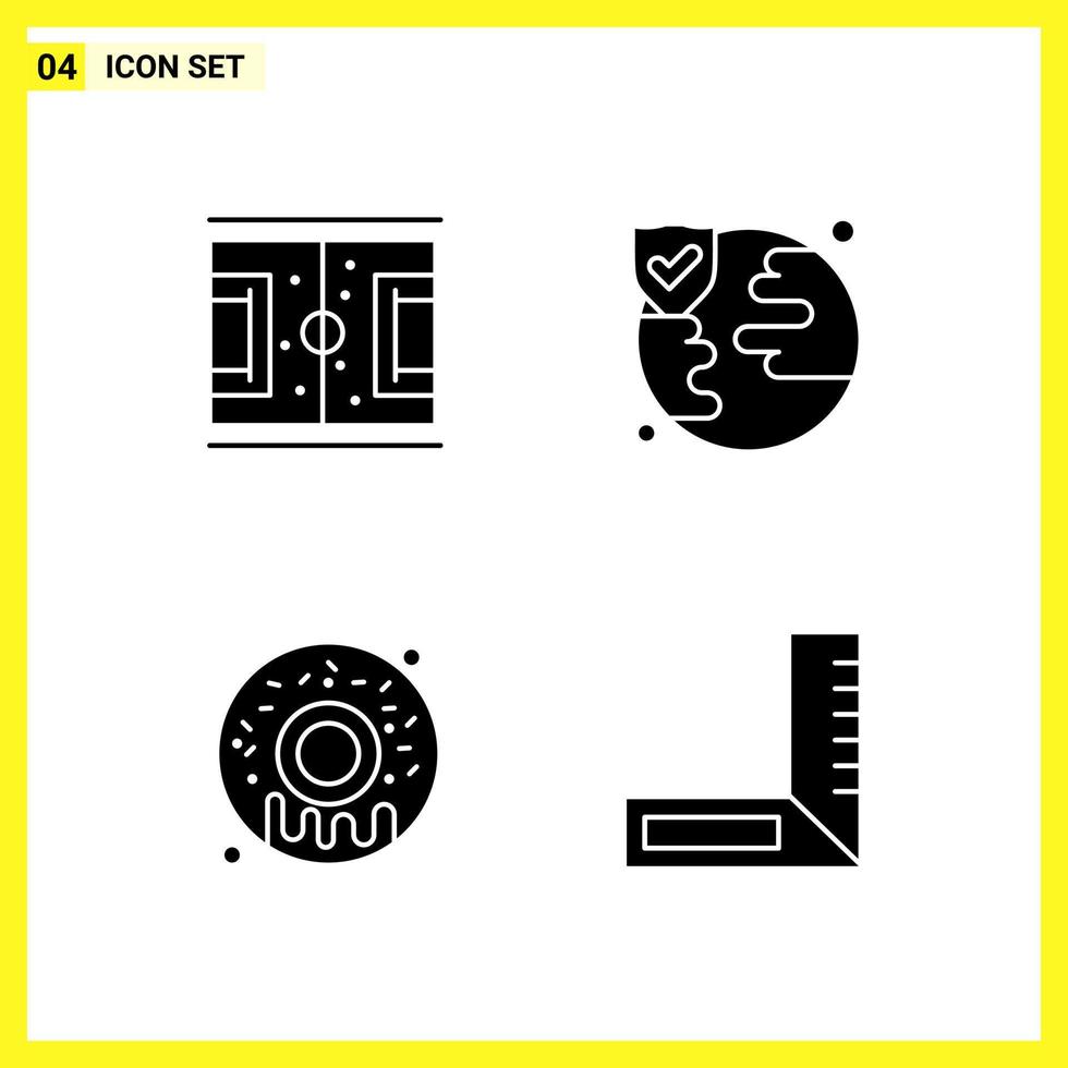 4 Icon Set Simple Solid Symbols Glyph Sign on White Background for Website Design Mobile Applications and Print Media vector