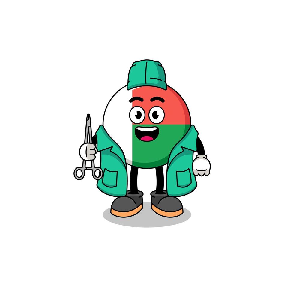 Illustration of madagascar flag mascot as a surgeon vector