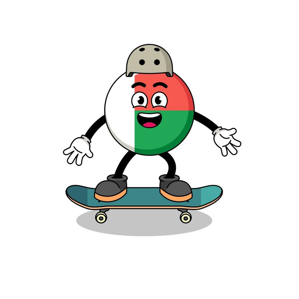 madagascar flag mascot playing a skateboard vector