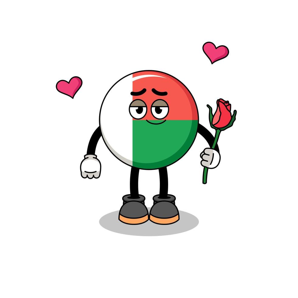 madagascar flag mascot falling in love vector