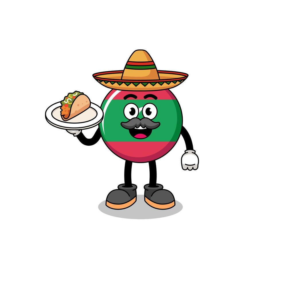 caricatura de personaje de la bandera de maldivas como chef mexicano vector