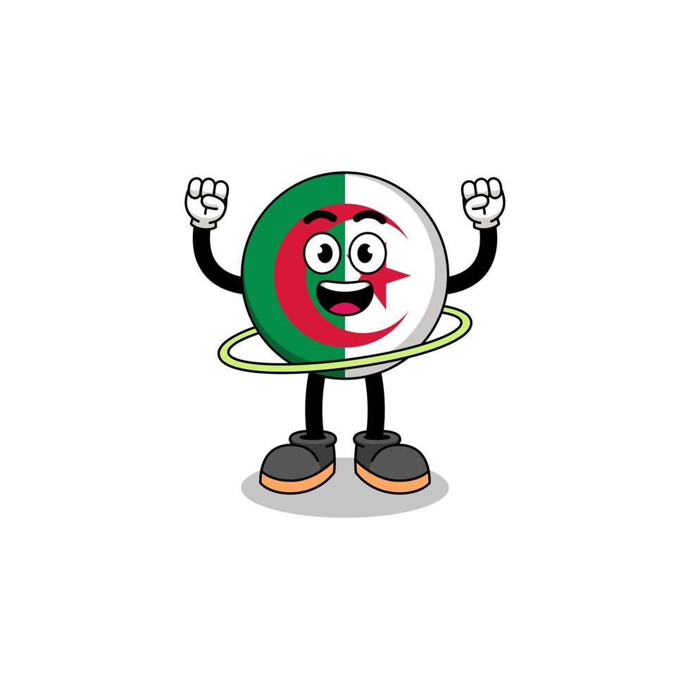 ilustración de personaje de bandera de argelia jugando hula hoop vector