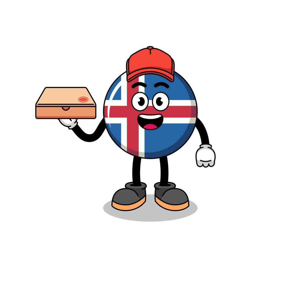 iceland flag illustration as a pizza deliveryman vector