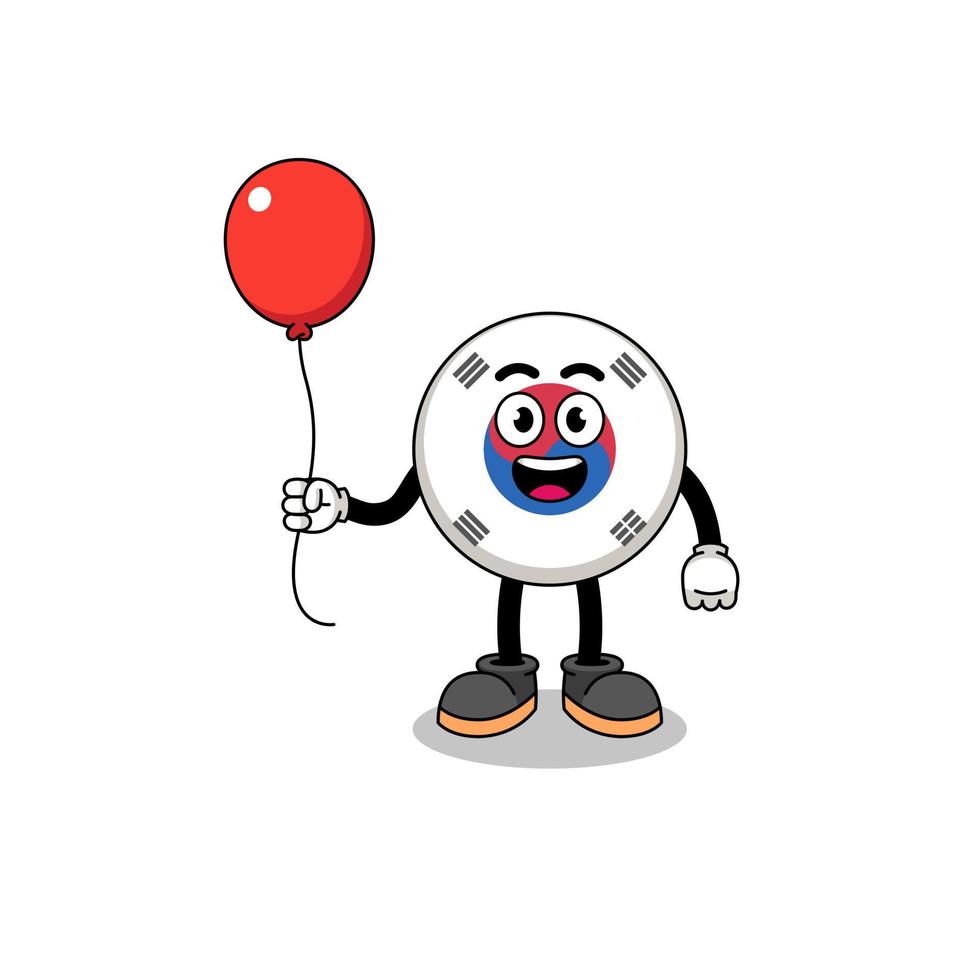 Cartoon of south korea flag holding a balloon vector