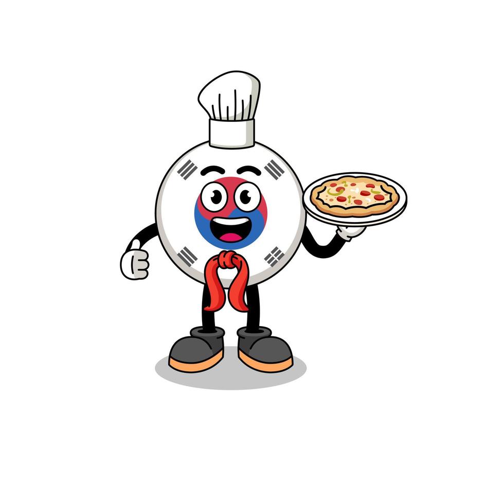 Illustration of south korea flag as an italian chef vector