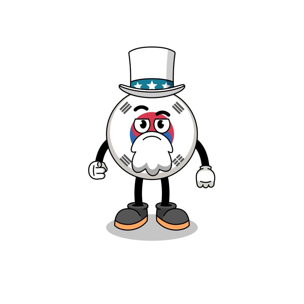 Illustration of south korea flag cartoon with i want you gesture vector