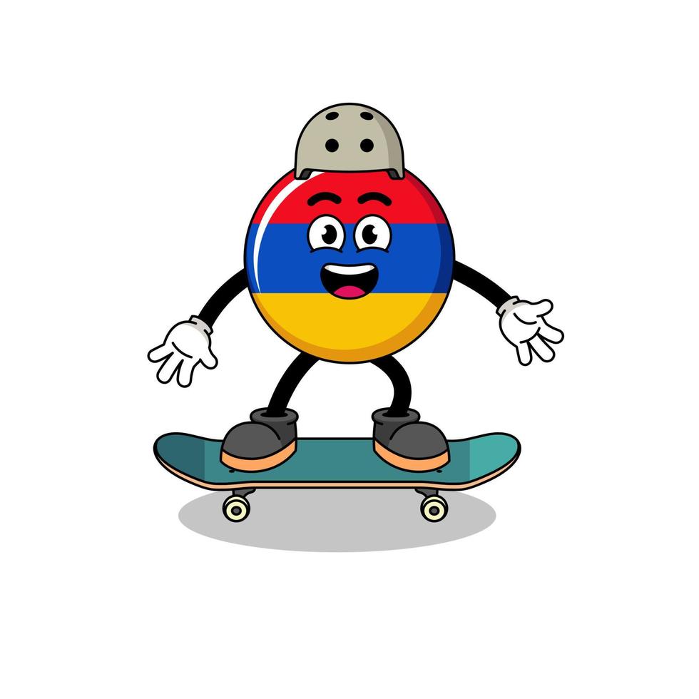 armenia flag mascot playing a skateboard vector
