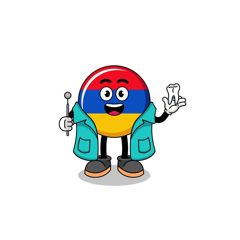 ilustración de la mascota de la bandera de armenia como dentista vector