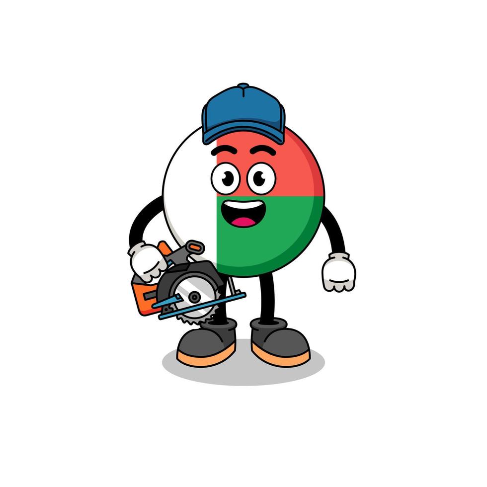 Cartoon Illustration of madagascar flag as a woodworker vector