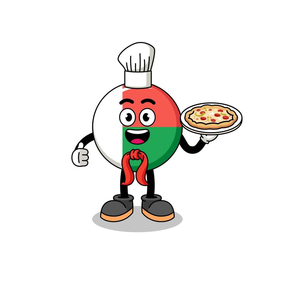 ilustración de la bandera de madagascar como chef italiano vector