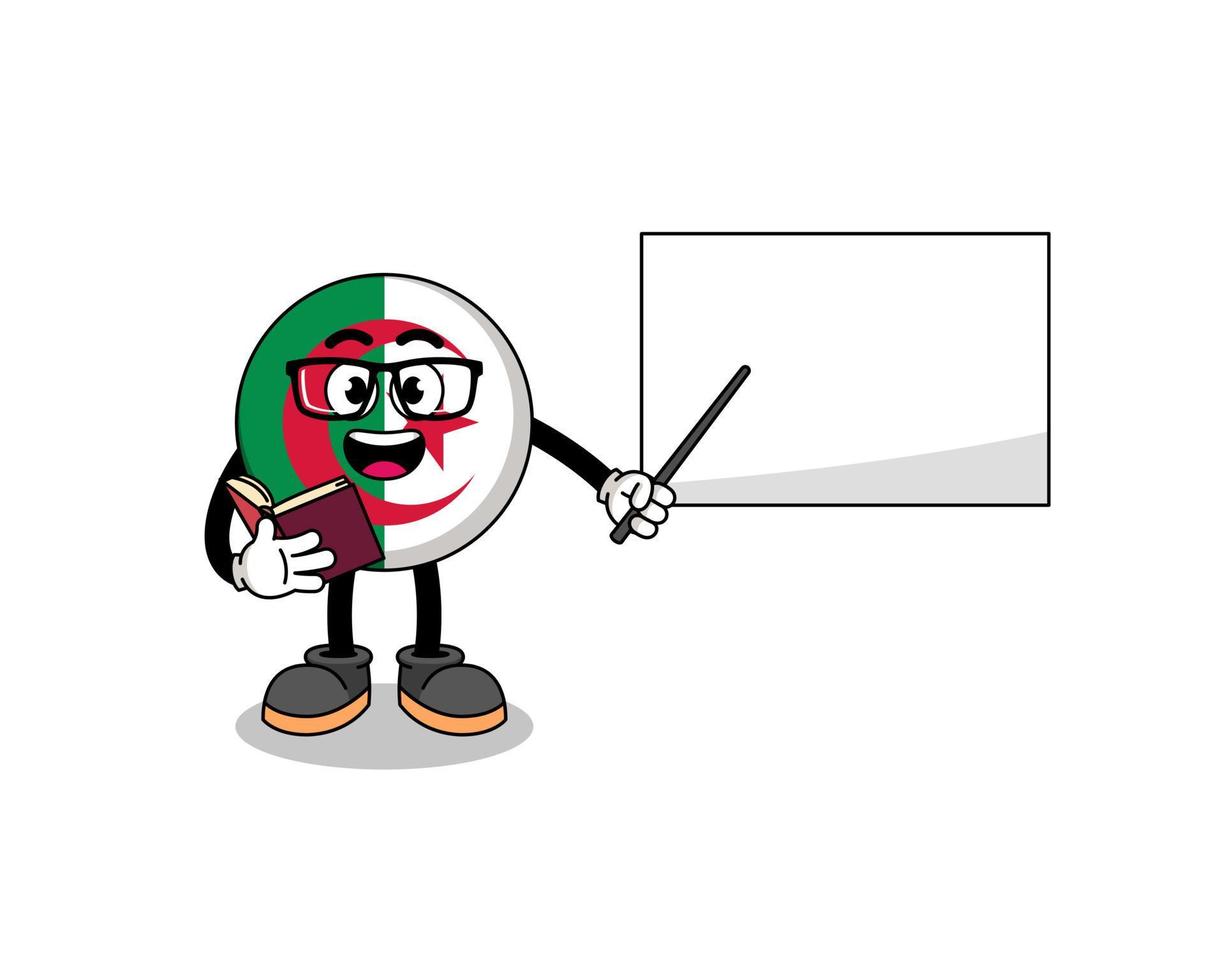 caricatura de la mascota del maestro de la bandera de argelia vector