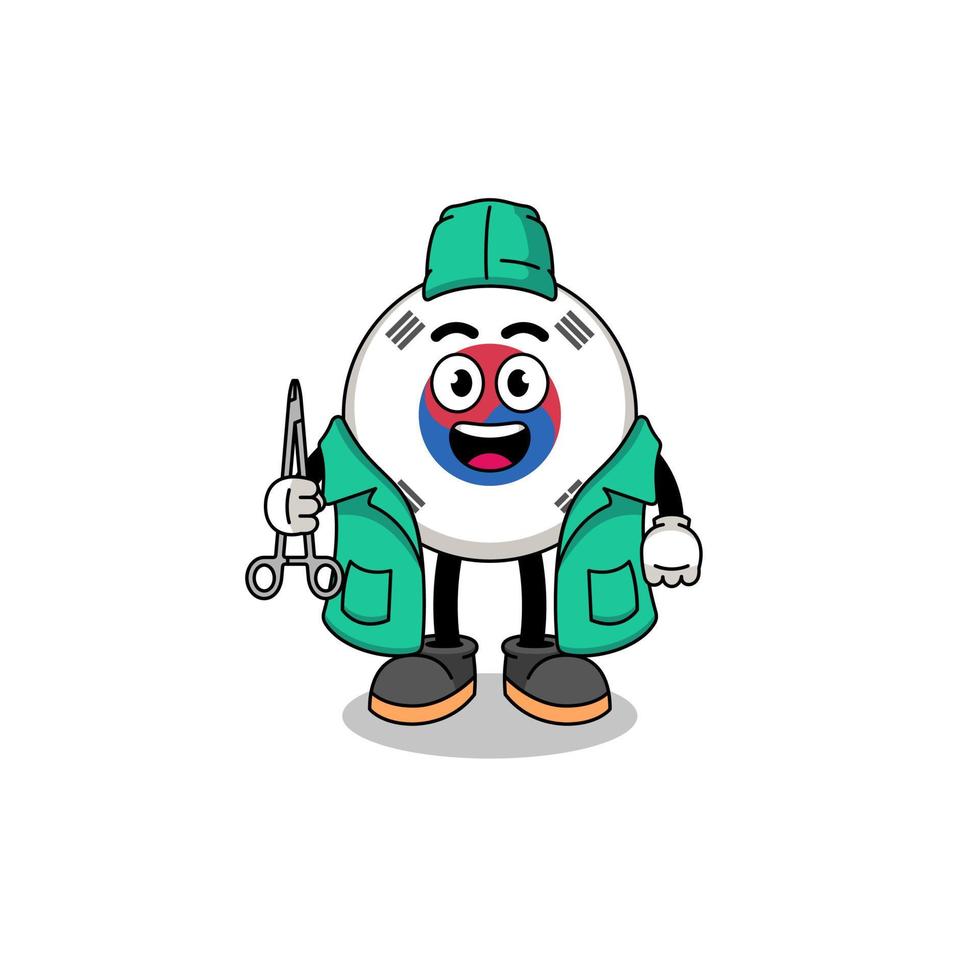 Illustration of south korea flag mascot as a surgeon vector