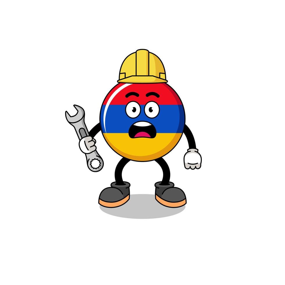 ilustración de personaje de la bandera de armenia con error 404 vector