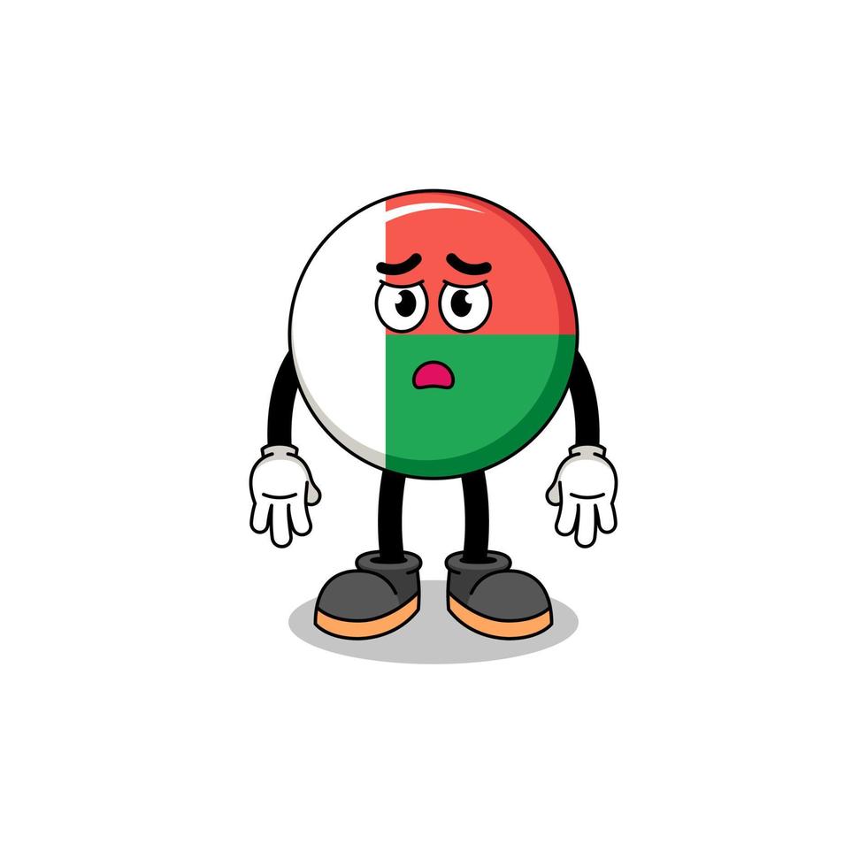 madagascar flag cartoon illustration with sad face vector