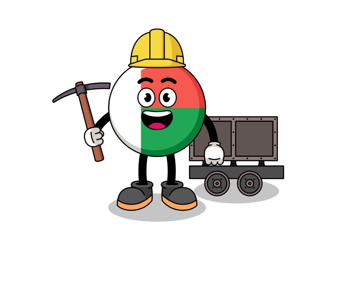 Mascot Illustration of madagascar flag miner vector