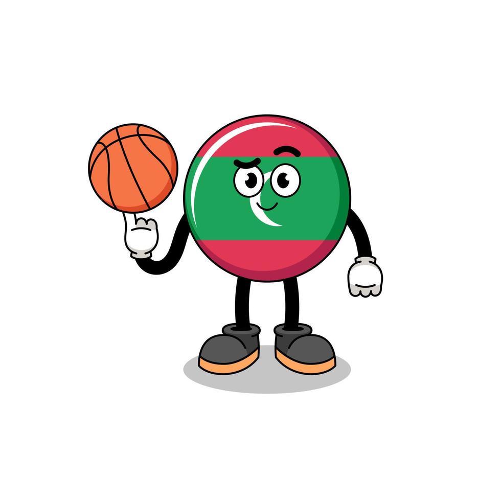 maldives flag illustration as a basketball player vector