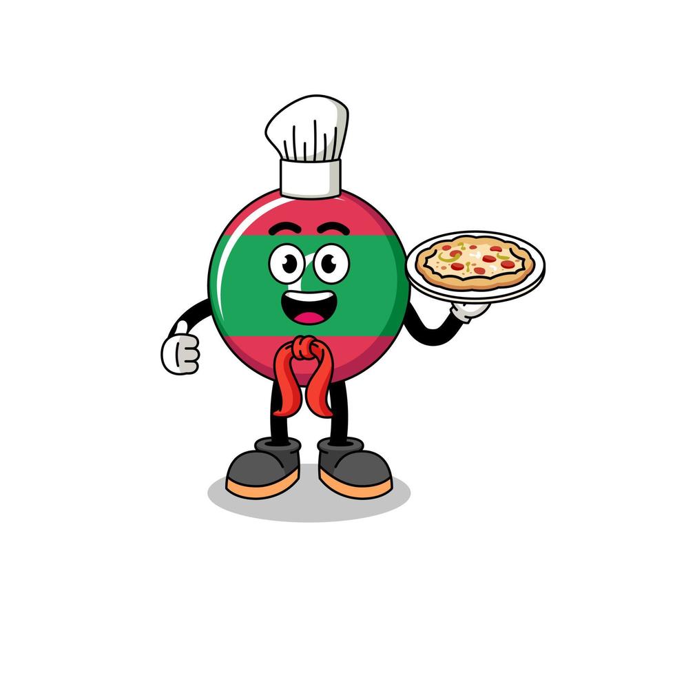 Illustration of maldives flag as an italian chef vector