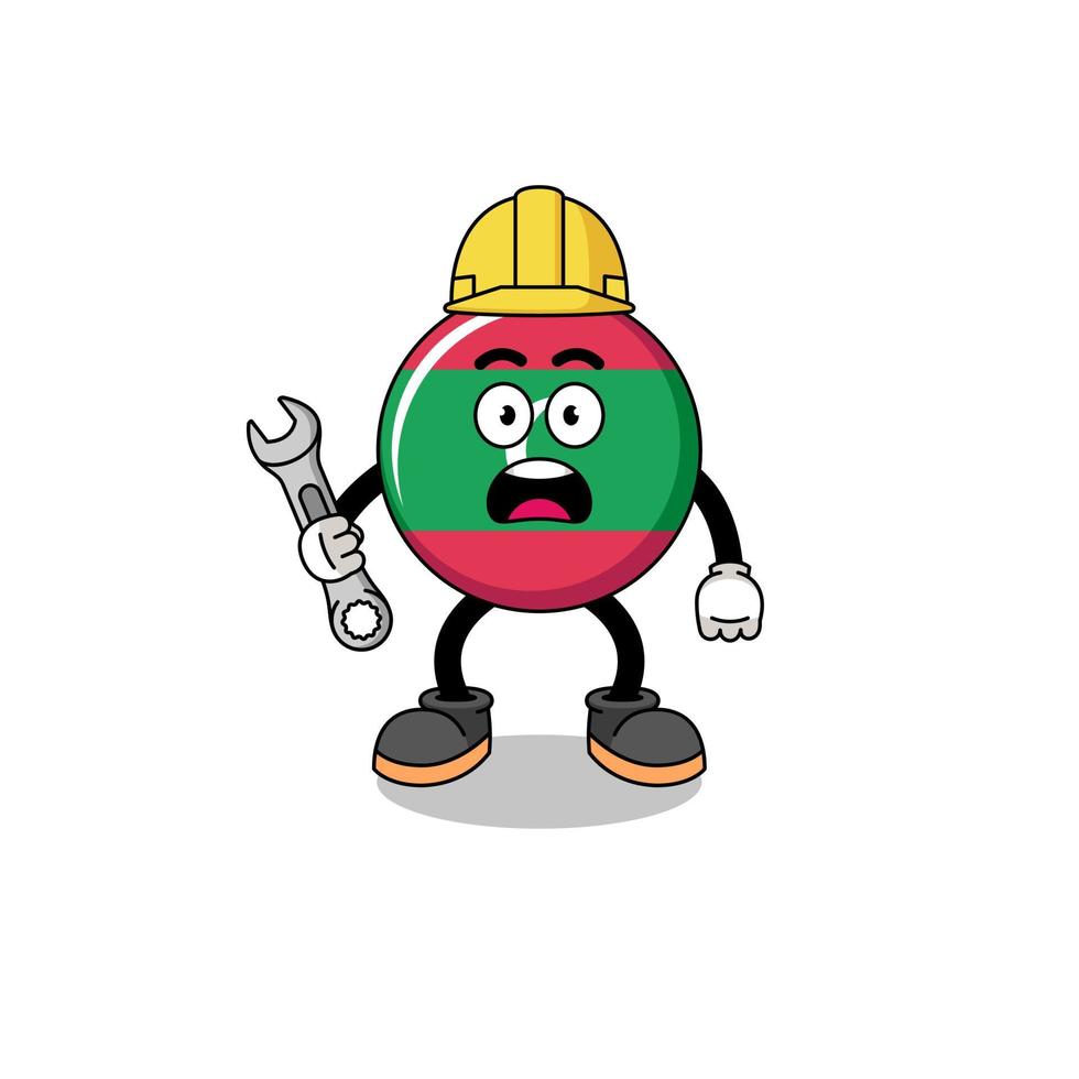 Character Illustration of maldives flag with 404 error vector