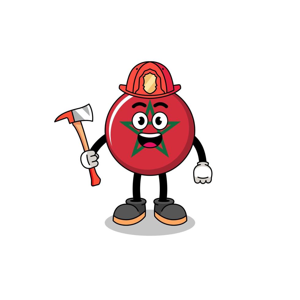 Cartoon mascot of morocco flag firefighter vector