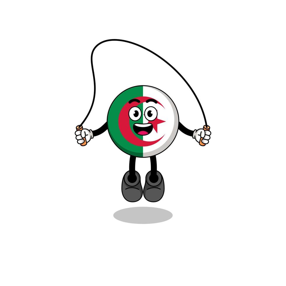 algeria flag mascot cartoon is playing skipping rope vector