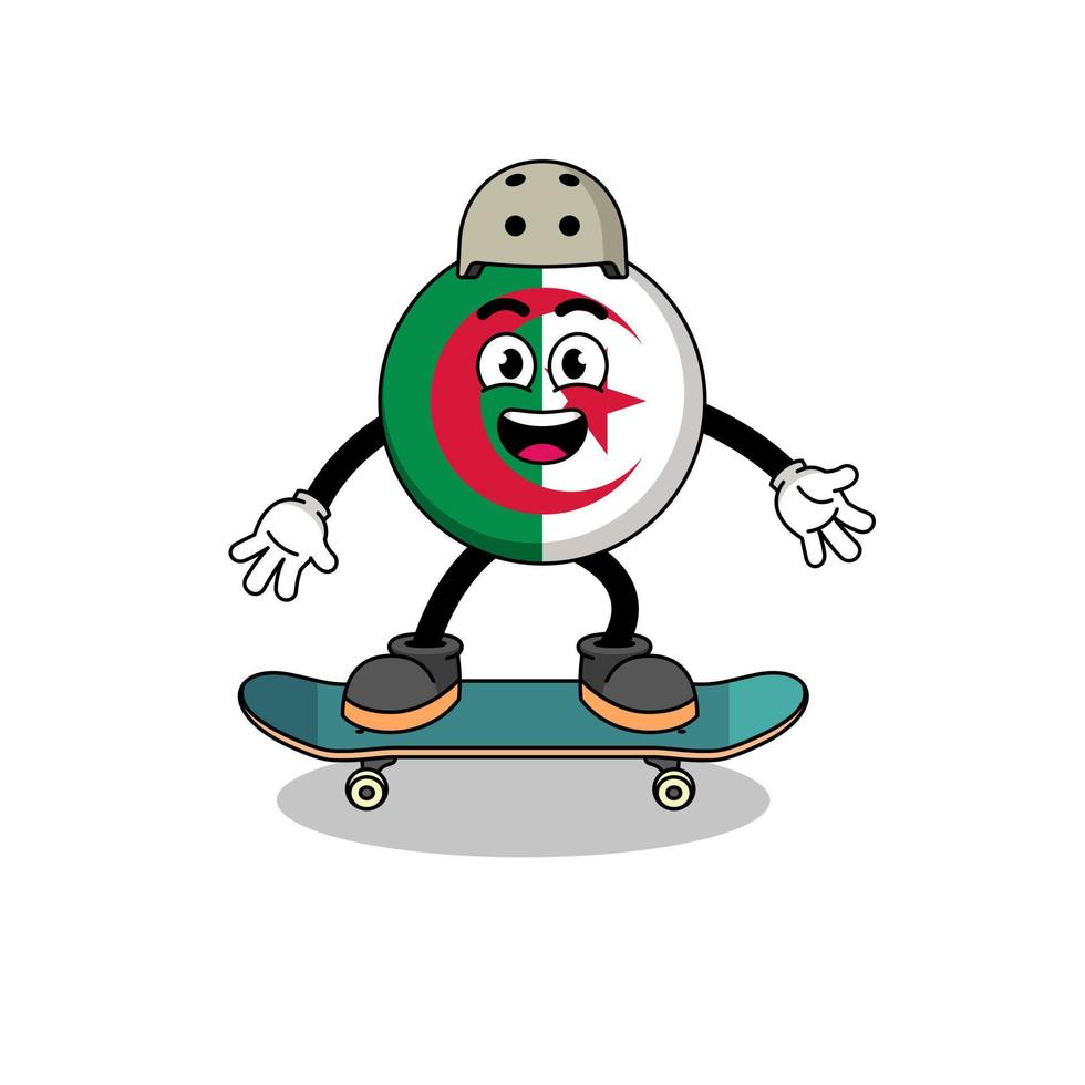 algeria flag mascot playing a skateboard vector