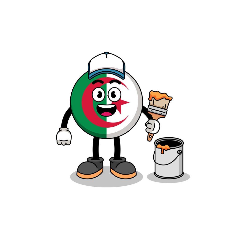 Character mascot of algeria flag as a painter vector