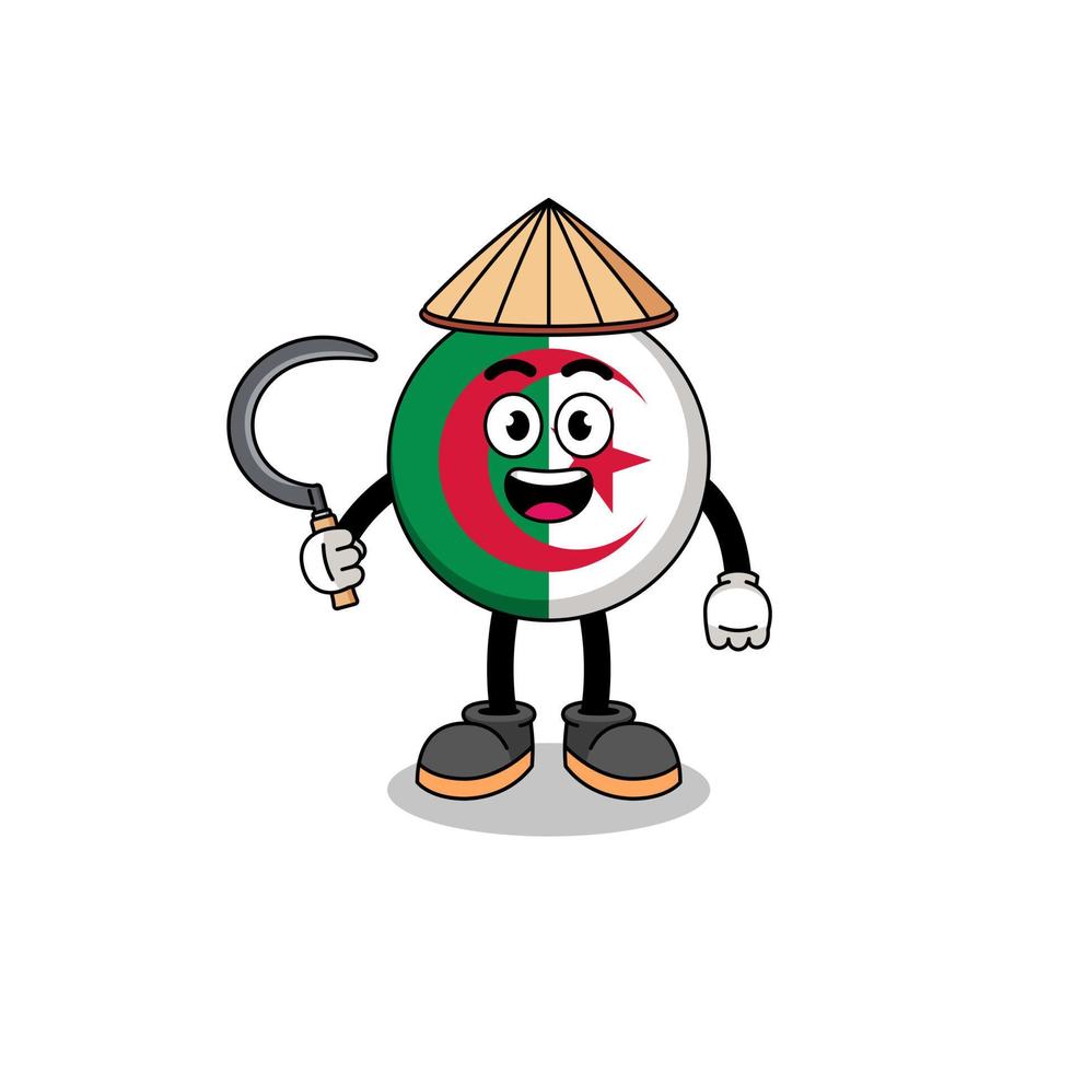 Illustration of algeria flag as an asian farmer vector