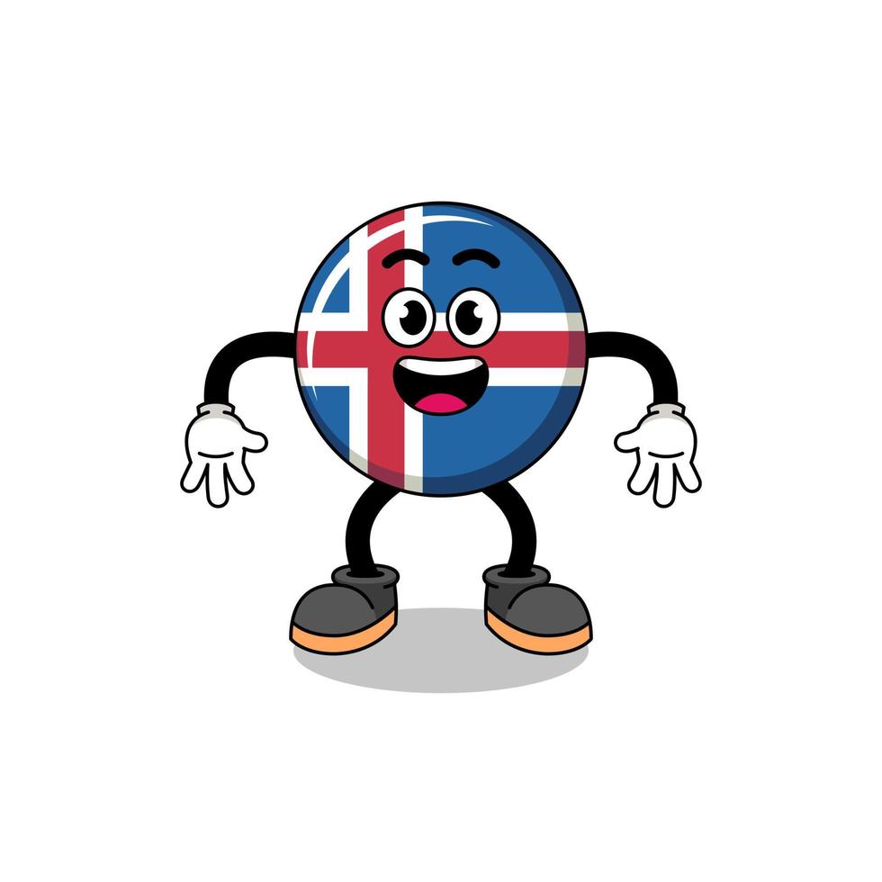 iceland flag cartoon with surprised gesture vector