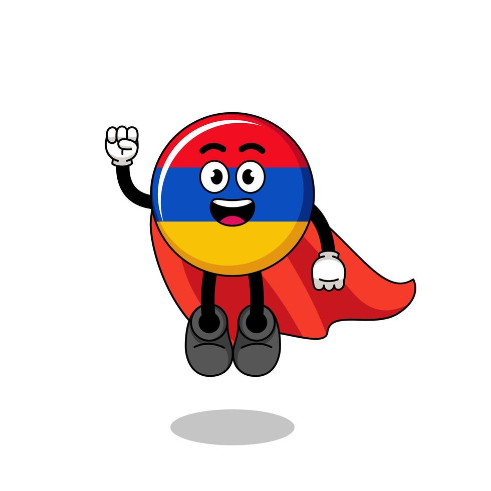 armenia flag cartoon with flying superhero vector