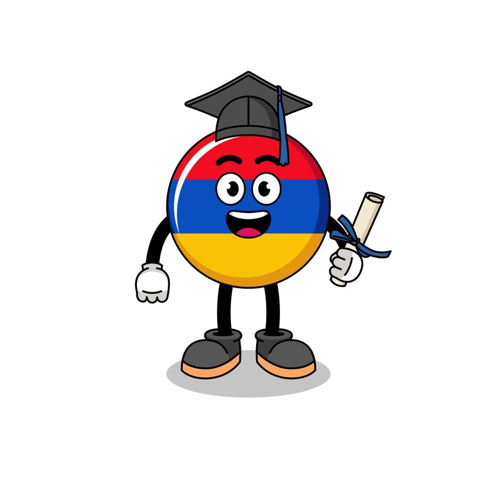 armenia flag mascot with graduation pose vector