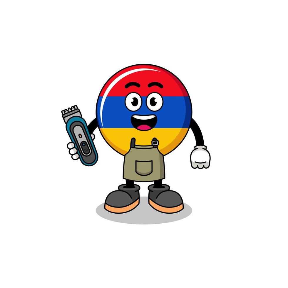 Cartoon Illustration of armenia flag as a barber man vector