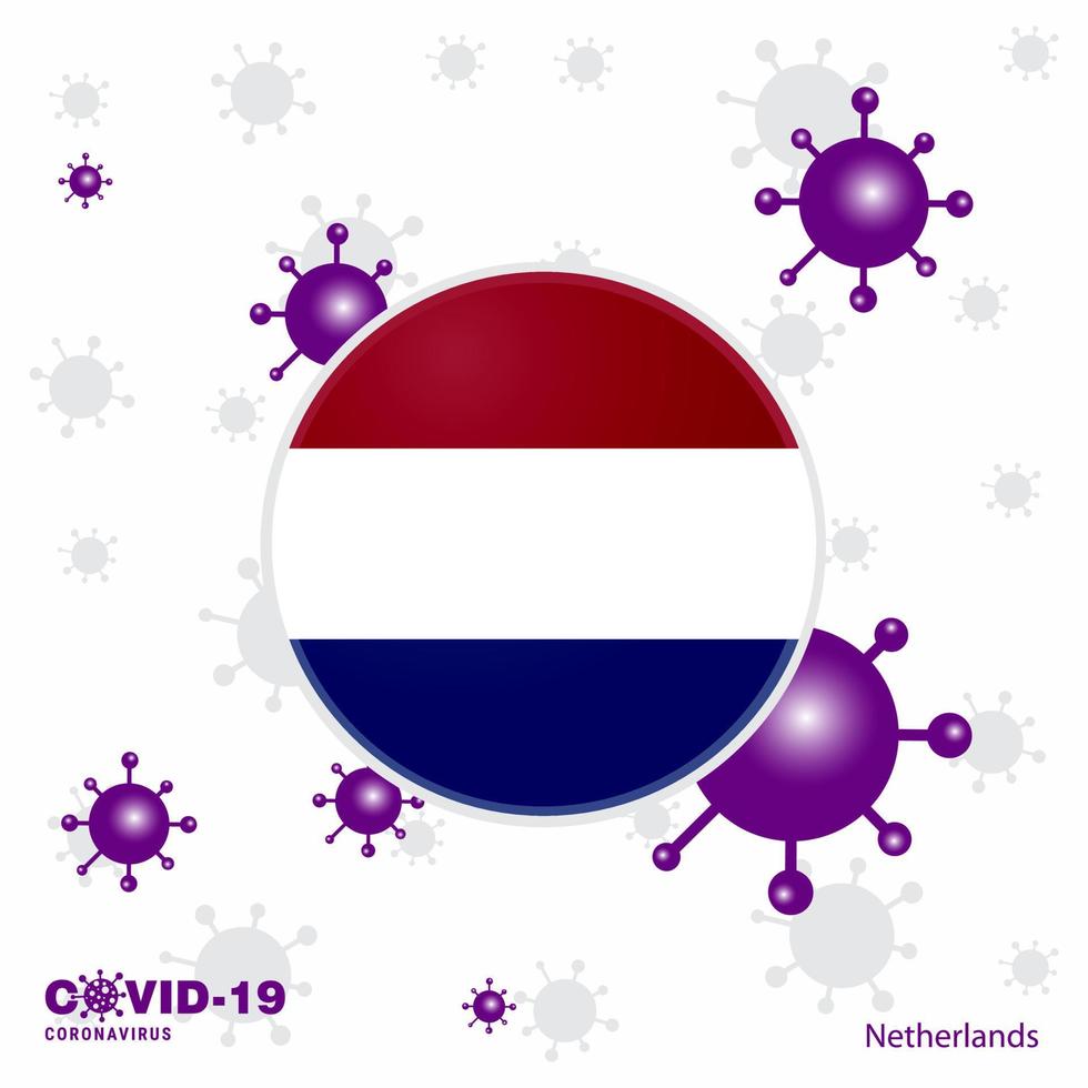 Pray For Netherlands COVID19 Coronavirus Typography Flag Stay home Stay Healthy Take care of your own health vector
