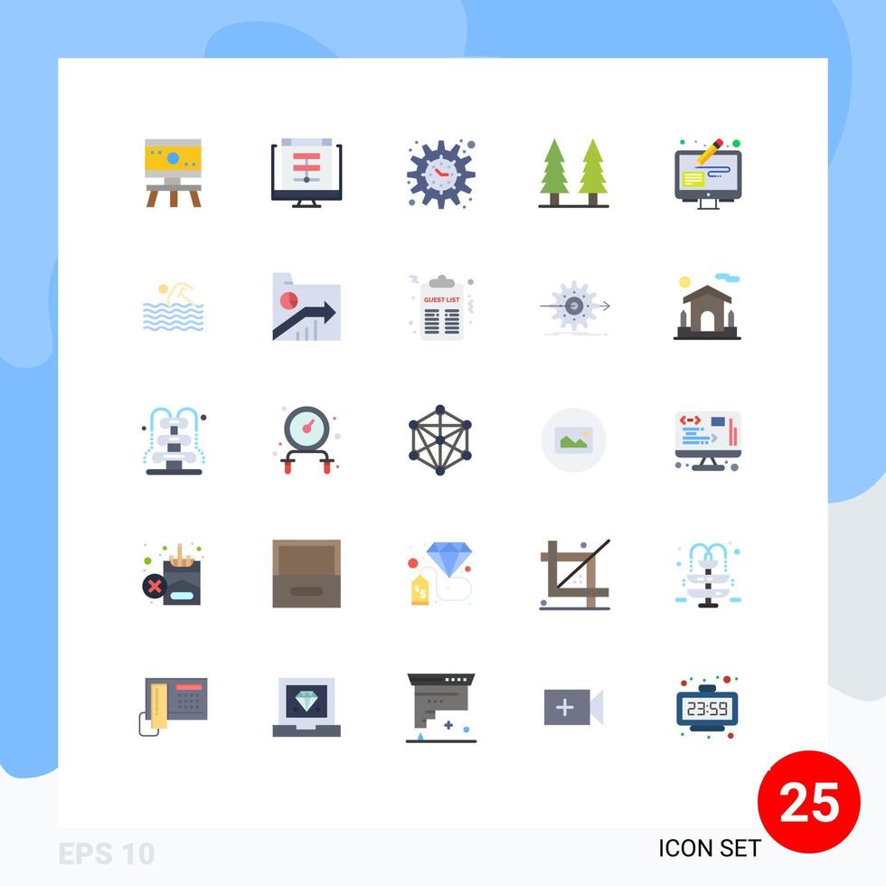 25 Creative Icons Modern Signs and Symbols of design tools park sever nature project goal Editable Vector Design Elements
