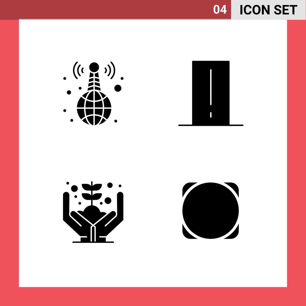 4 Universal Solid Glyph Signs Symbols of world wide growth news electronics money Editable Vector Design Elements