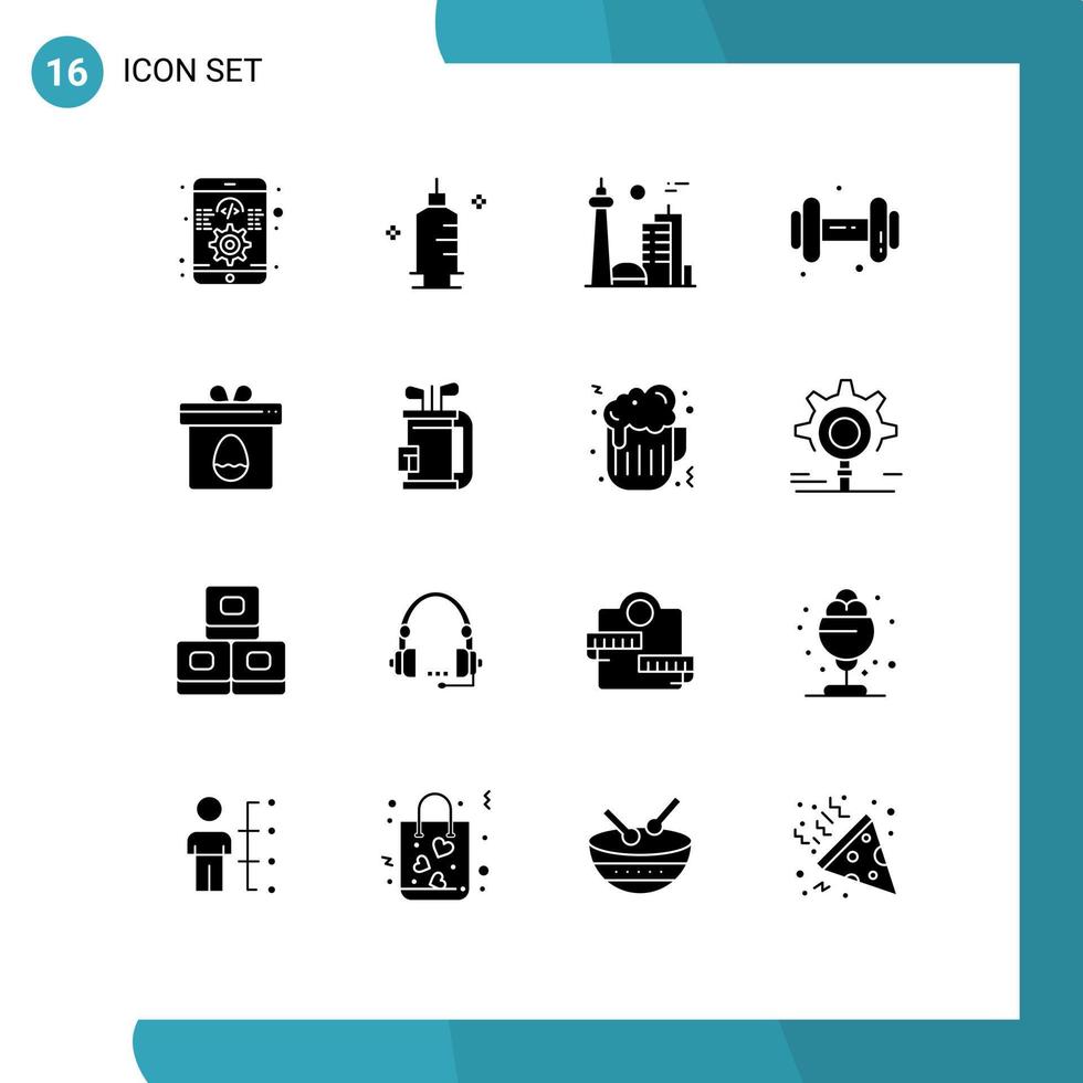 User Interface Pack of 16 Basic Solid Glyphs of box dumbell building dum toronto Editable Vector Design Elements