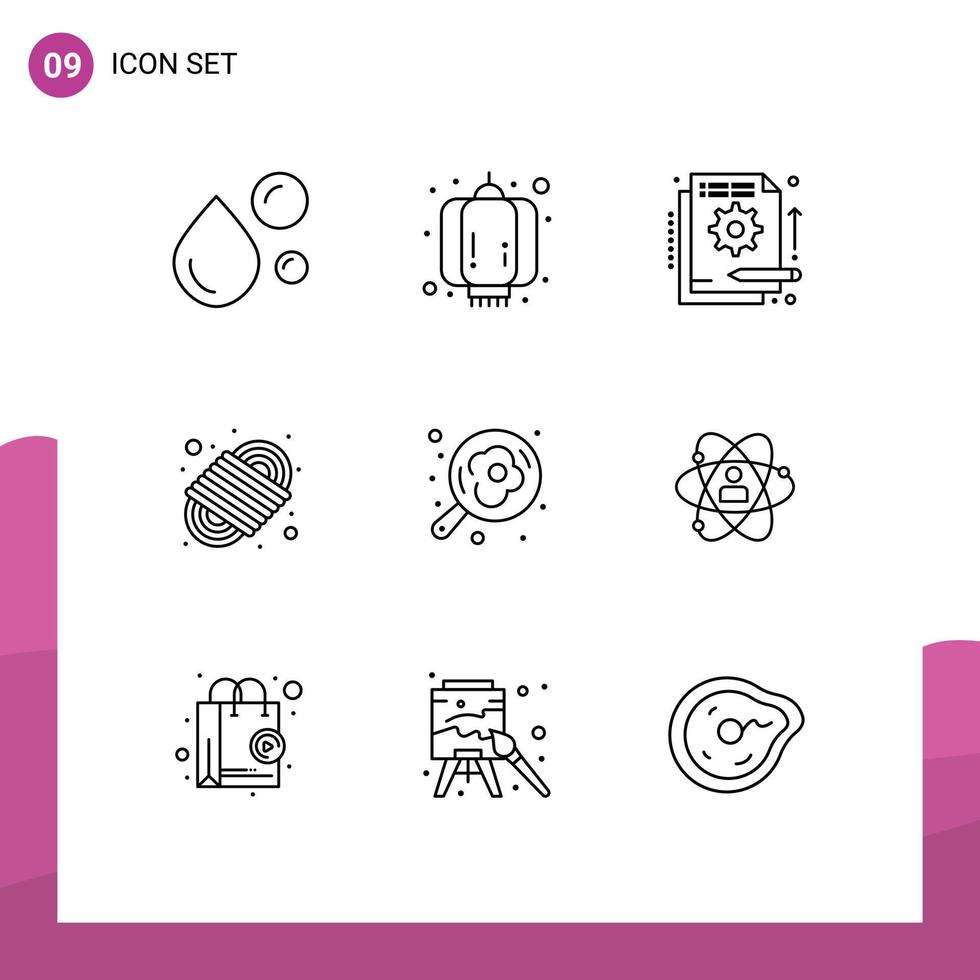 9 Thematic Vector Outlines and Editable Symbols of rope knot lantern camping rope in Editable Vector Design Elements