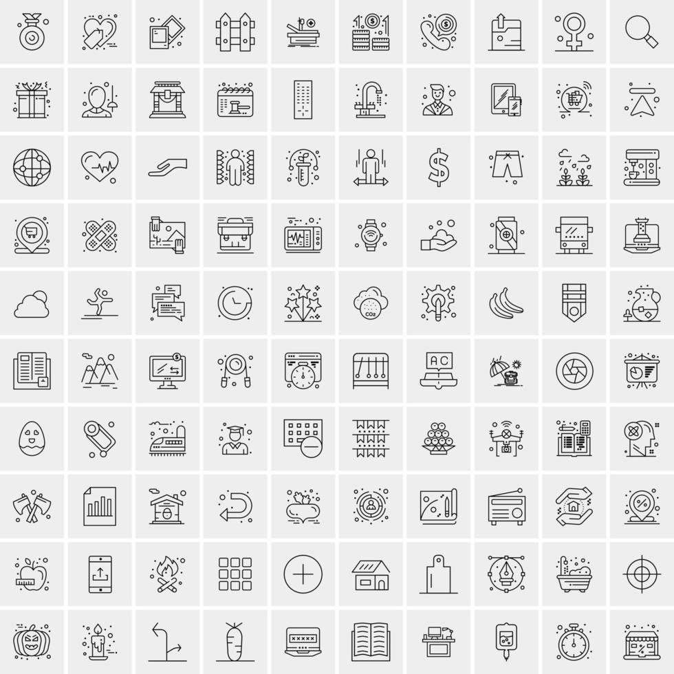 Set of 100 Universal Modern Thin Line Icons for Mobile and Web Mix Business icons Like Arrows Avatars  Smileys Business Weather vector