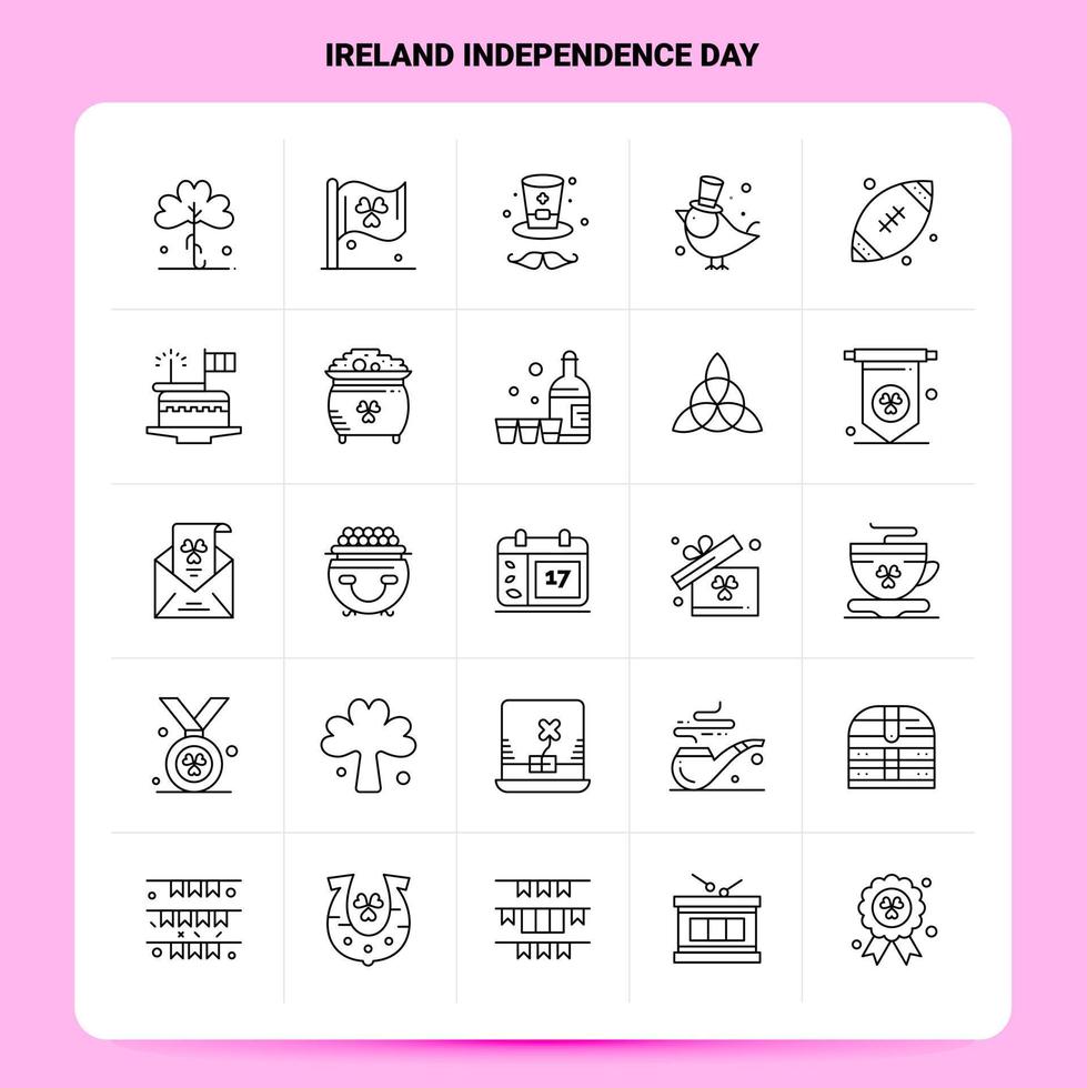 contorno 25 conjunto de iconos del día de la independencia de irlanda diseño de estilo de línea vectorial conjunto de iconos negros paquete de pictogramas lineales diseño de ideas de negocios web y móviles ilustración vectorial vector