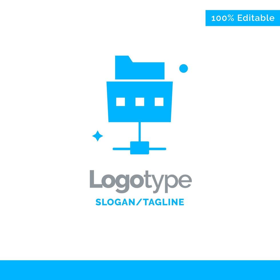 Network File Folder Blue Solid Logo Template Place for Tagline vector