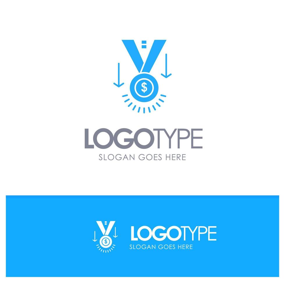 premio medalla estrella ganador trofeo azul sólido logotipo con lugar para eslogan vector