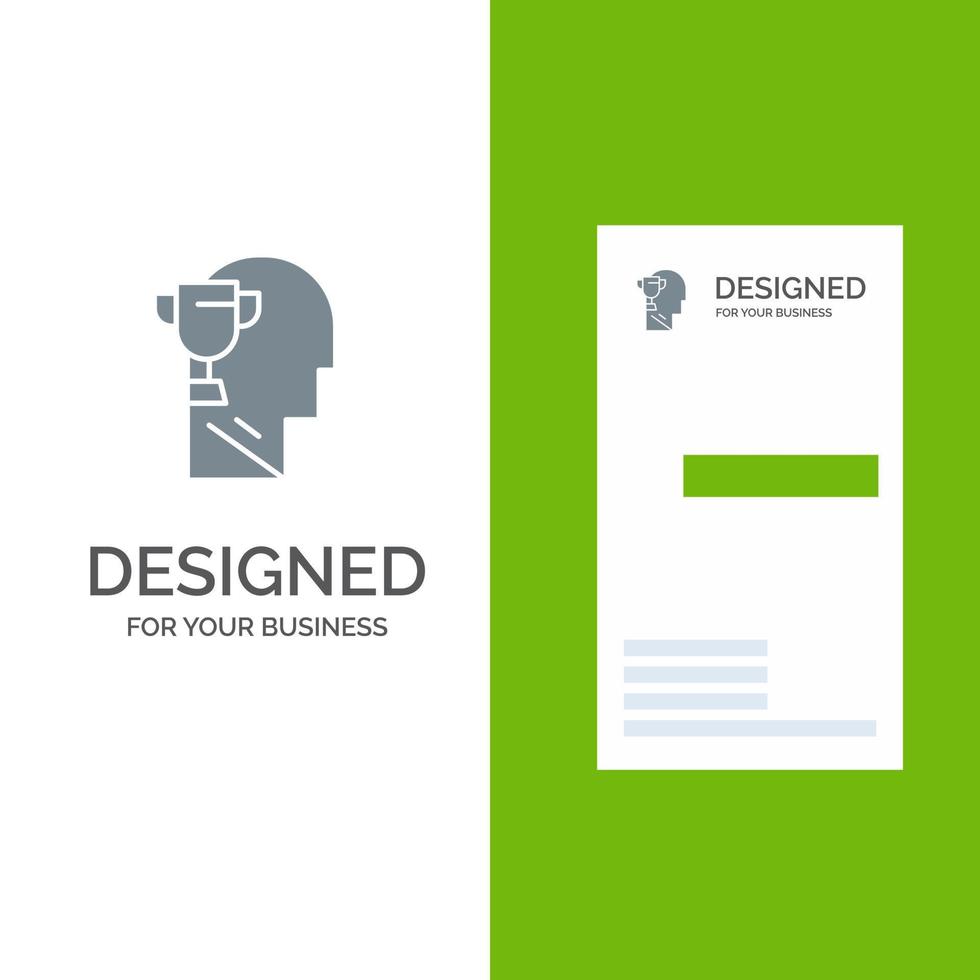 Mind Brian Award Head Grey Logo Design and Business Card Template vector