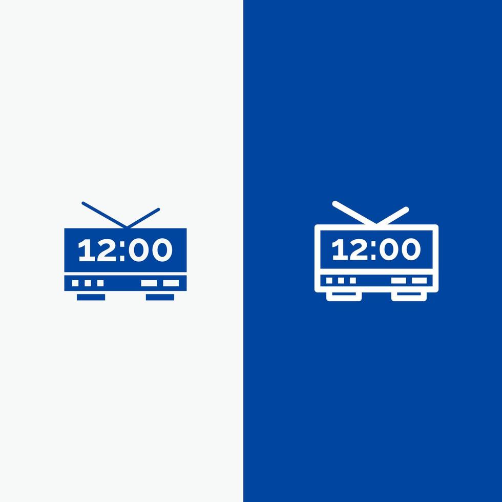 Clock Electric Time Machine Line and Glyph Solid icon Blue banner vector