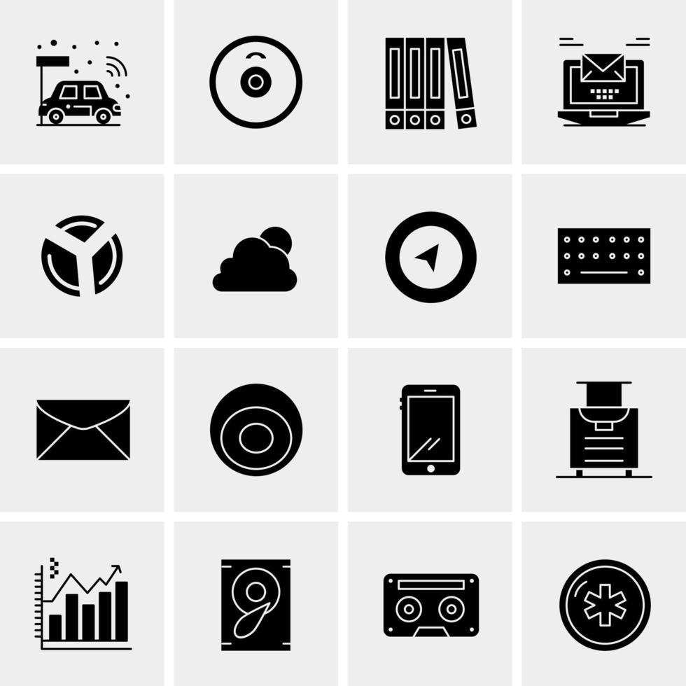 16 iconos de negocios universales vector ilustración de icono creativo para usar en proyectos relacionados con la web y dispositivos móviles