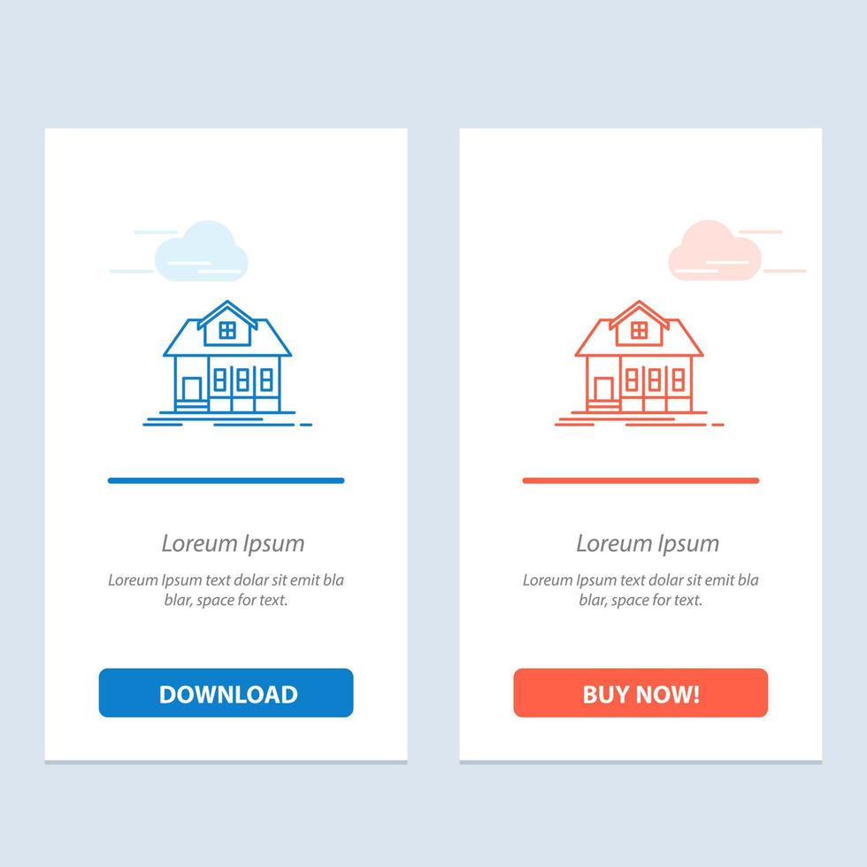 Home House Building Real Estate  Blue and Red Download and Buy Now web Widget Card Template vector